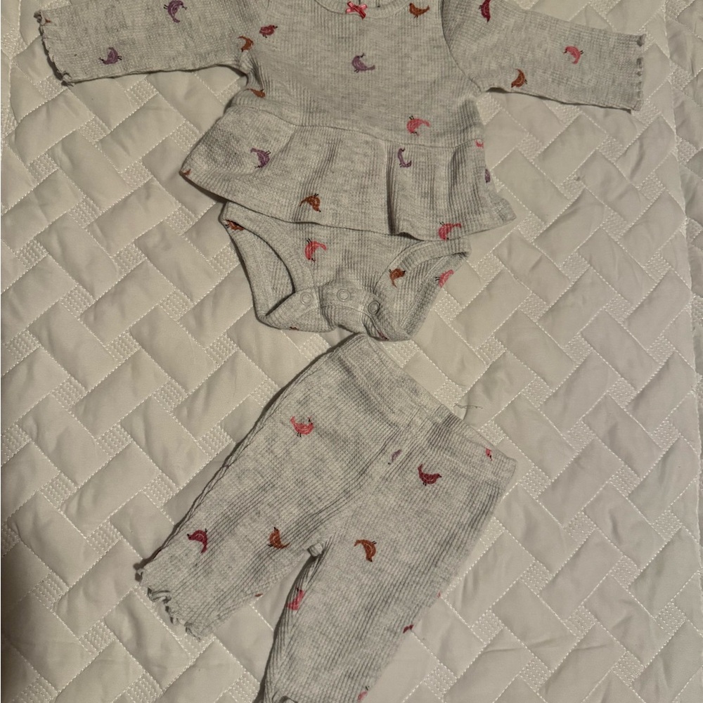 Carter's Gray Pajama Set with Colorful Butterfly Print